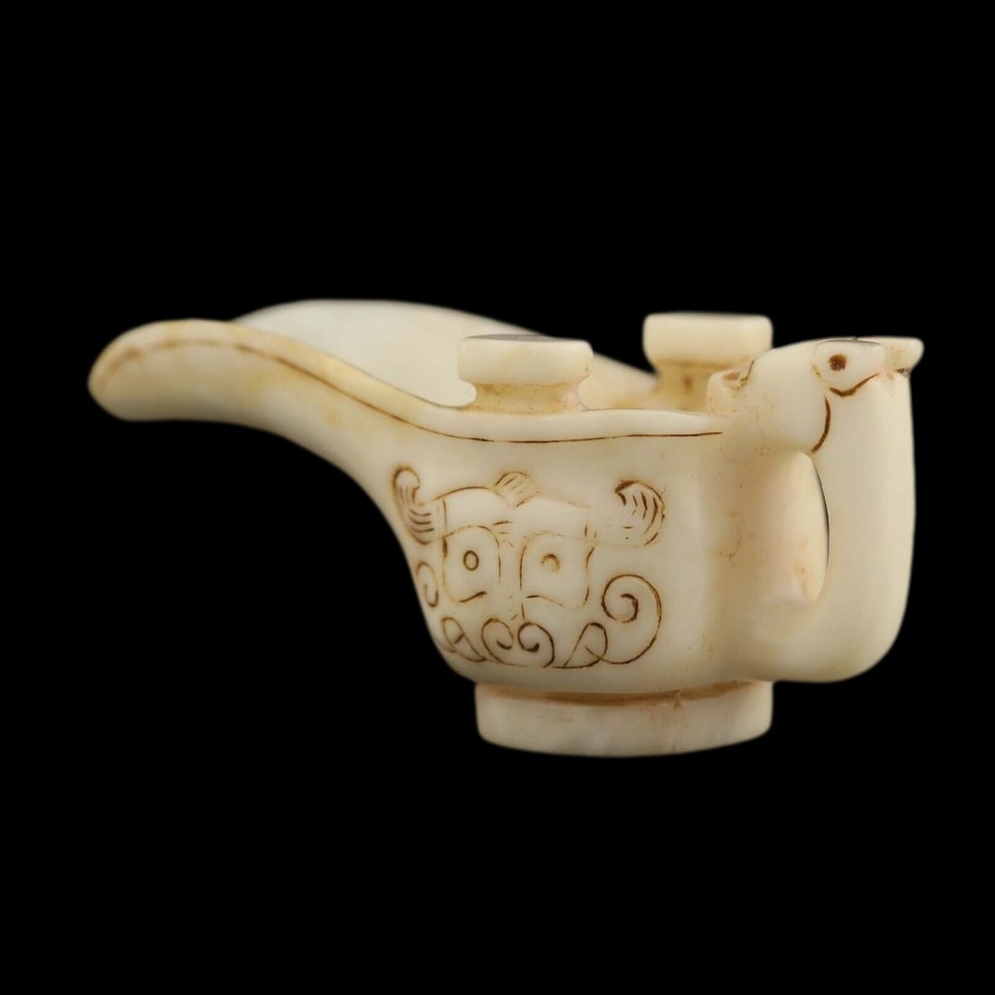 Dragon Ornament White Jadeite Hand-Carved Cup (1 of 5)
