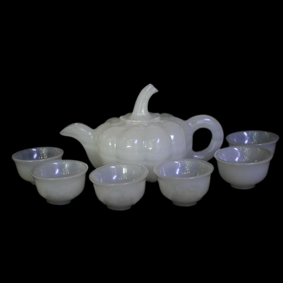 Chinese Tea Ceremony Set Jadeite Carved Teapot (1 of 6)