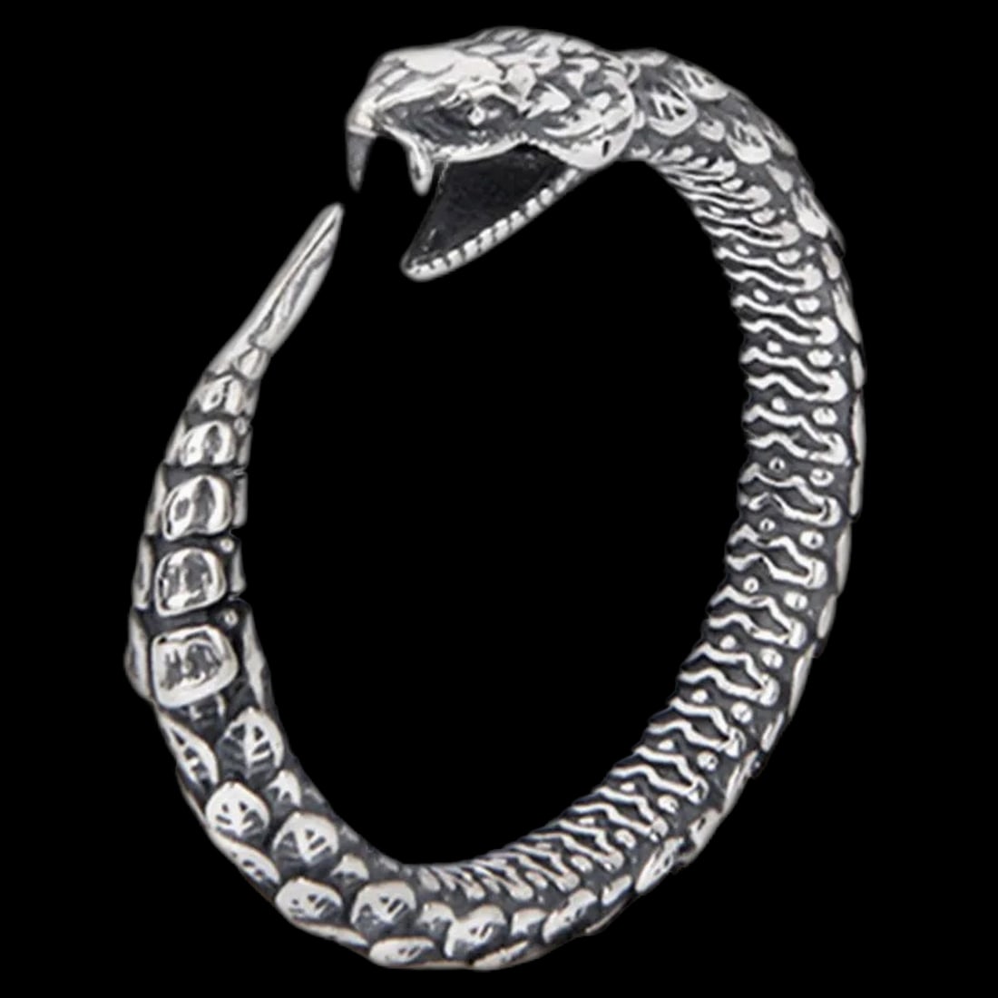 Snake Design Elegant Sterling Silver Ring Jewelry: Size: 3.5 mm. Weight about 3 g. Materials: 925 sterling silver. Condition: New. This sterling silver ring features a snake design, with the band wrapping around the finger to mimic the snake's body, d