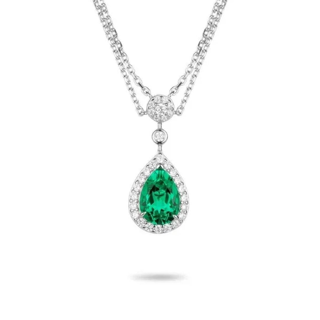 Rare Silver Necklace Water Drop Pendant Green Gem: Size: Pendant length 1.4 cm - Chain length 45 cm. Weight 7.51 g. Materials: CZ, 925 sterling silver. Condition: New. This necklace features a tear-drop pendant crafted from 925 sterling silver. At its