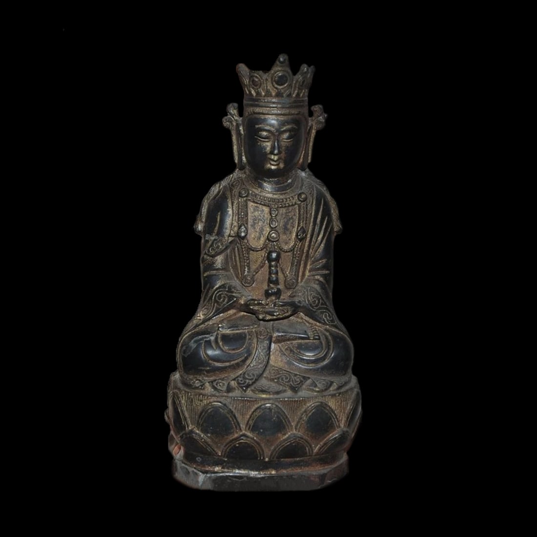 Old Style Handwork Bronzed Lotus Buddha Sculpture (1 of 6)