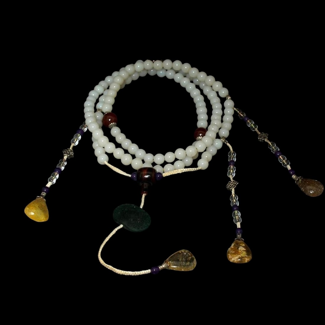 China Multi-Strand Jade Necklace Teardrop Pendant (1 of 7)