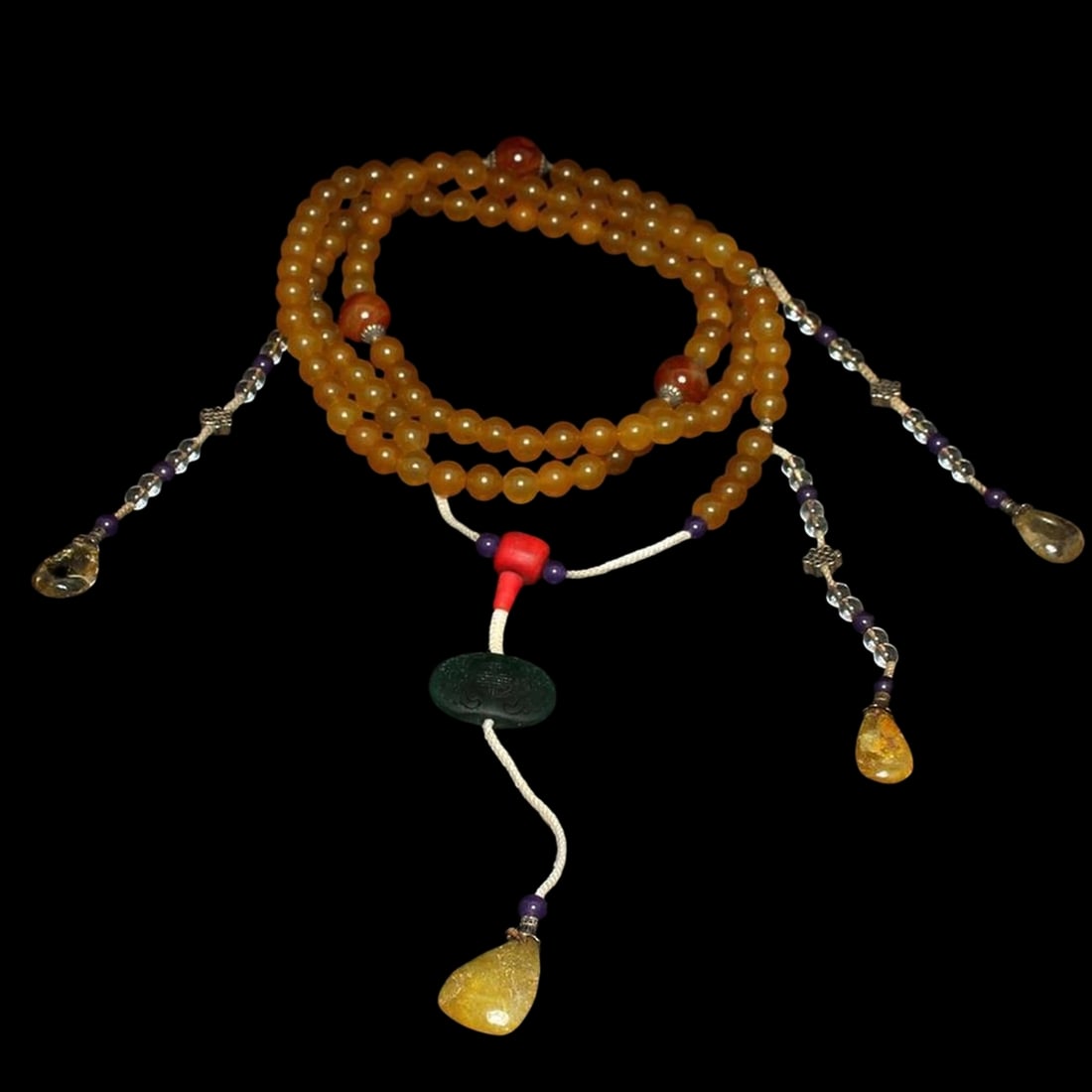 Honey-Yellow Hue Bead Necklace Teardrop Pendants (1 of 6)