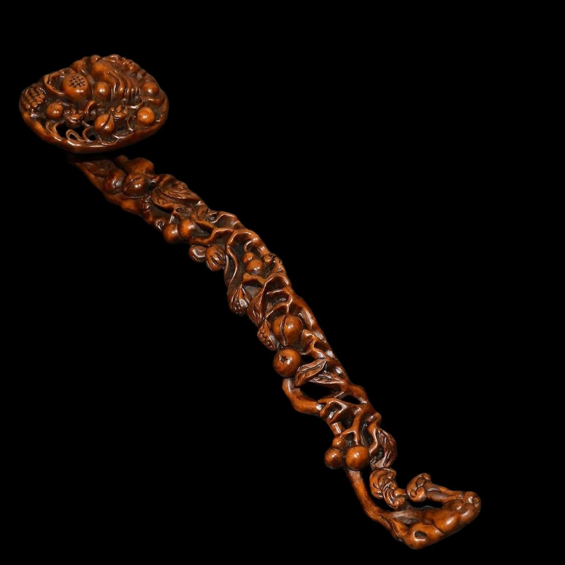 Tibetan Amulet Wealth Ruyi Handmade Boxwood Decor (1 of 5)