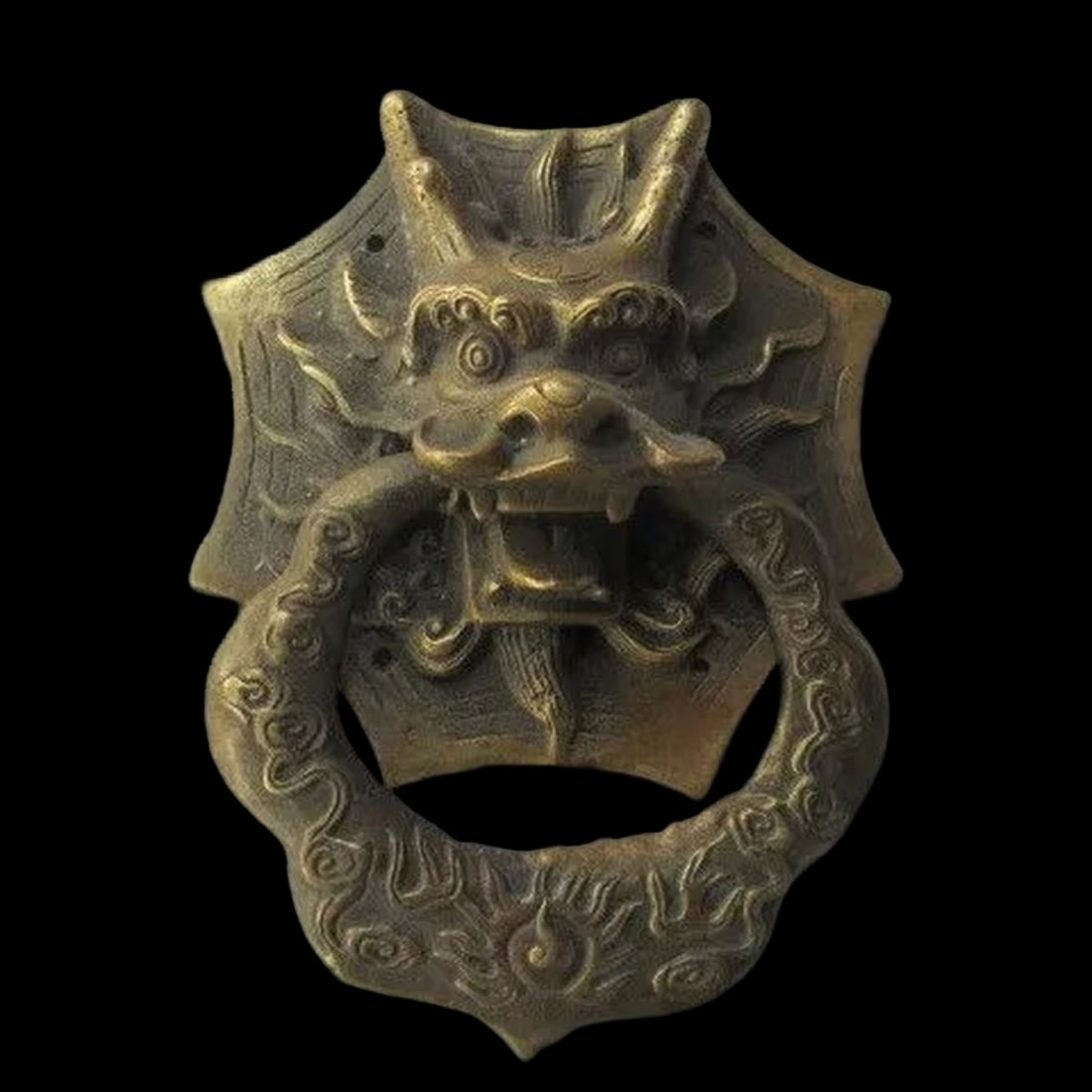 Vintage Oriental Copper Dragon Head Door Knocker (1 of 2)