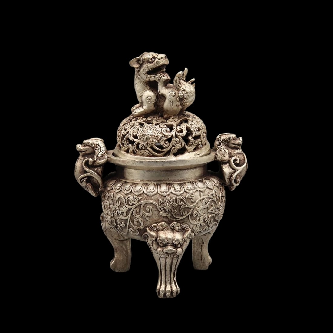 Chinese Vintage-Style Lion Handle Incense Burner (1 of 6)