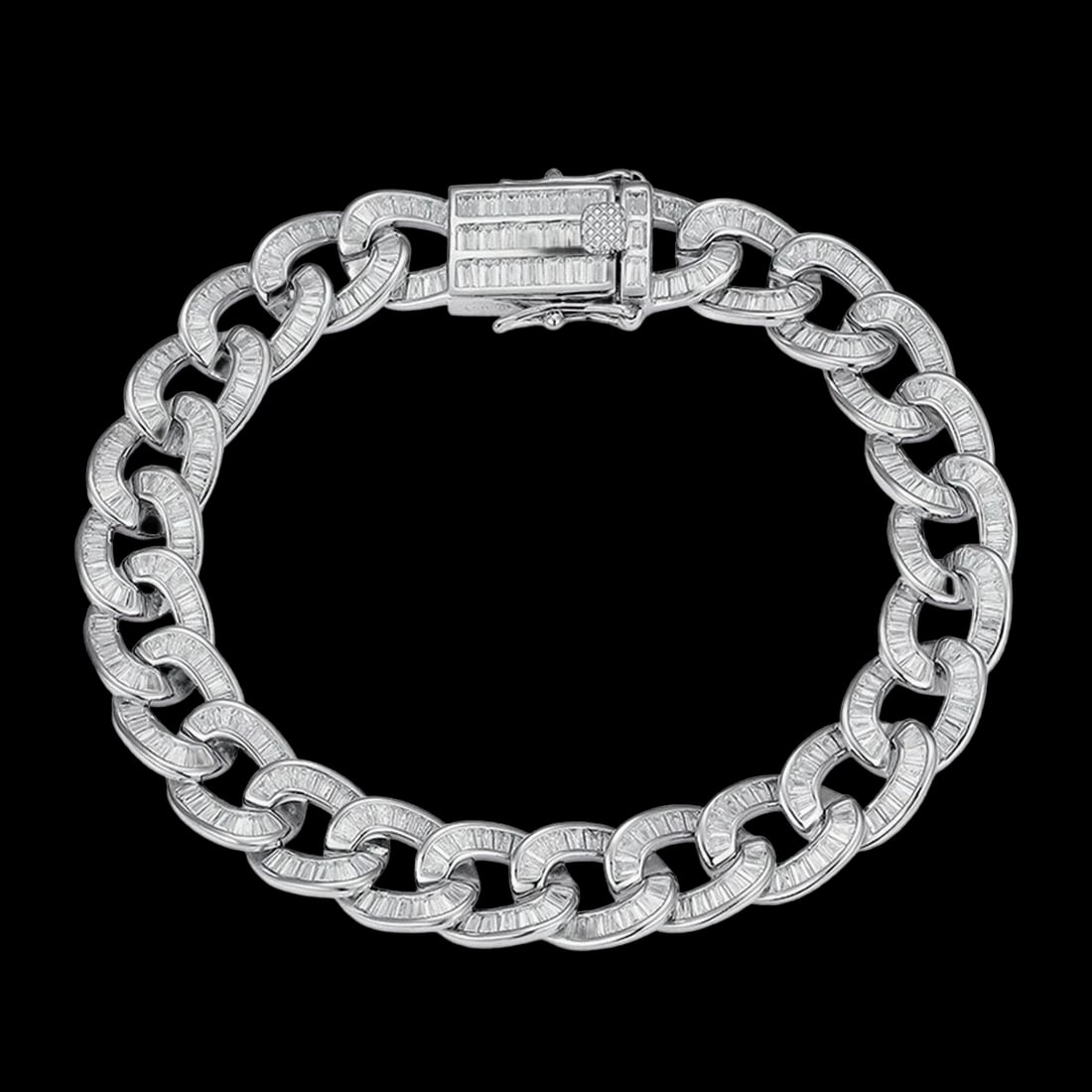 925 Silver Cuban Chain Bracelet Jewelry Hip-Hop (1 of 3)