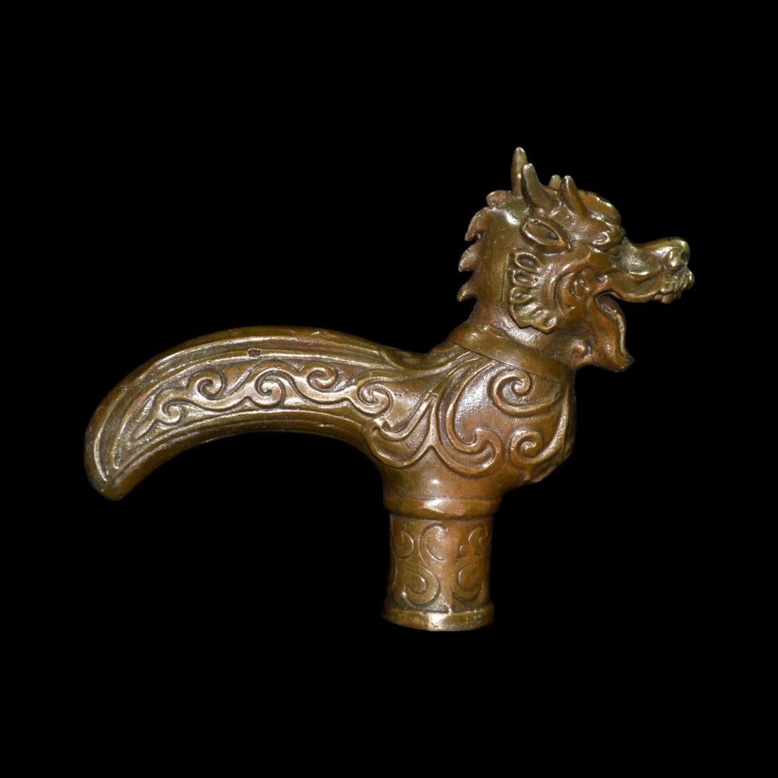 Asian Copper Hand-Carved Dragon Walking Stick Head (1 of 4)