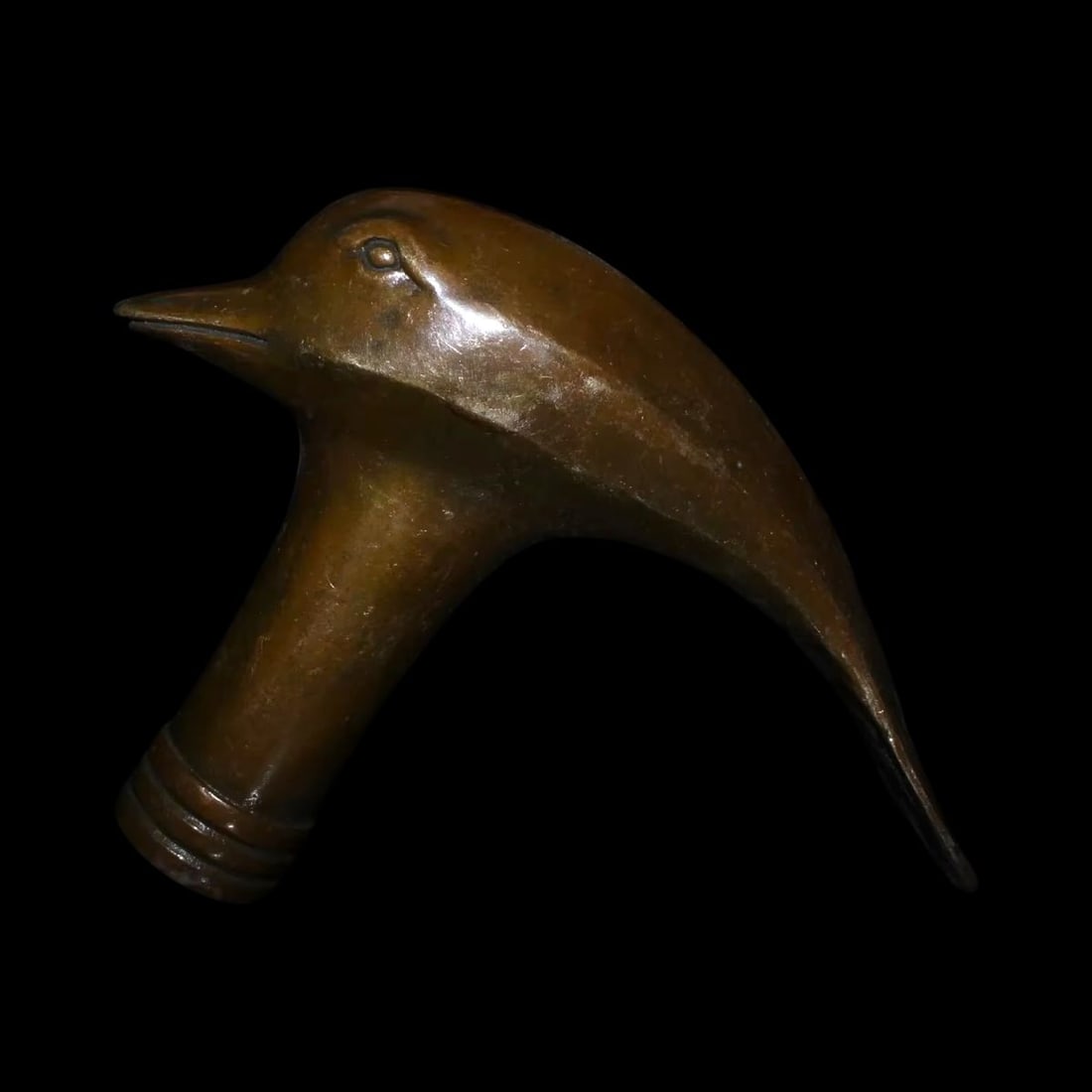 Copper Bronze Dolphin Motif Walking Stick Head (1 of 4)