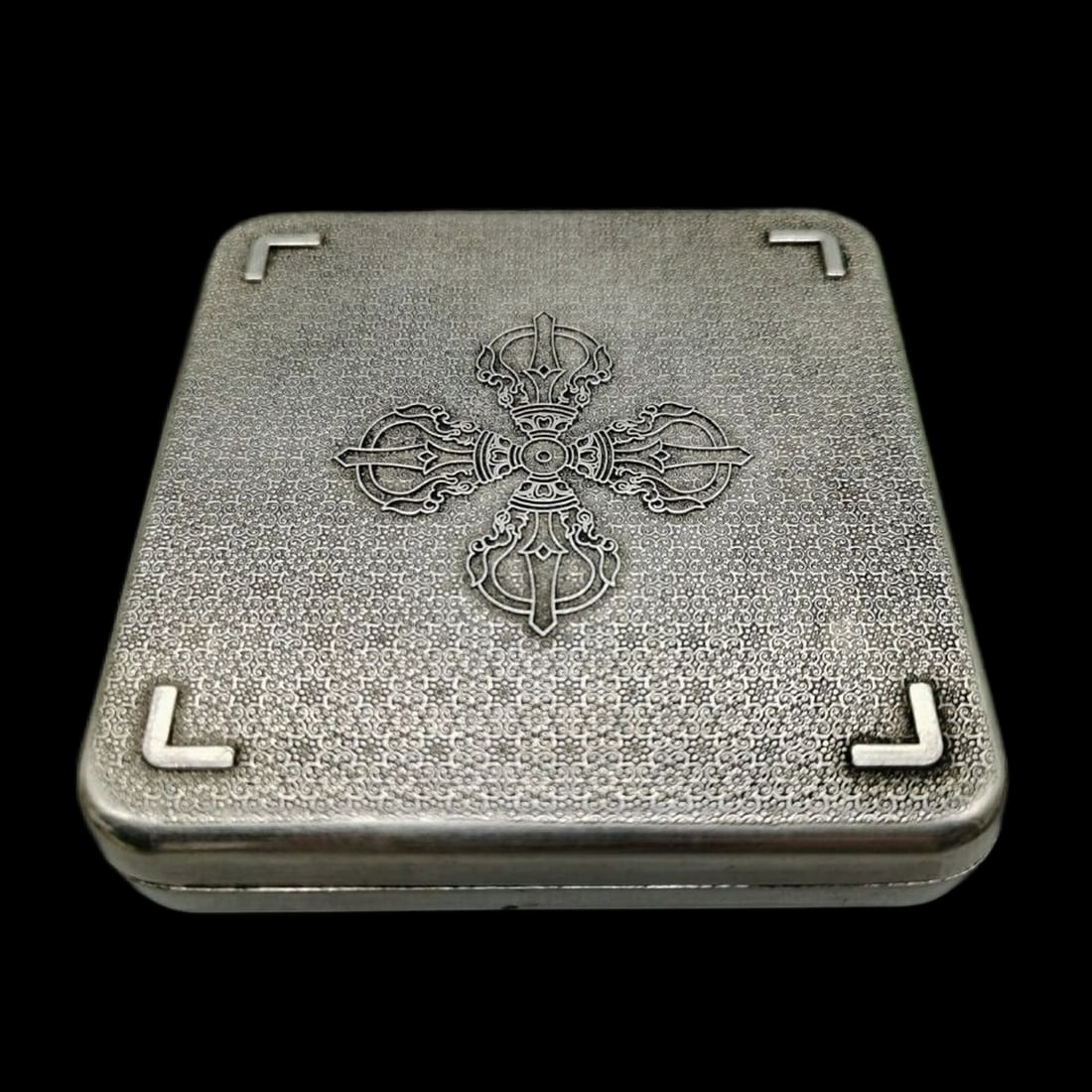 Rectangular Tibetan Silver Box Floral Carvings - 3