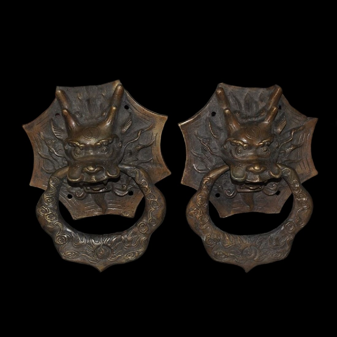 Retro-Style Dragon Head Motif Asian Door Handles (1 of 5)