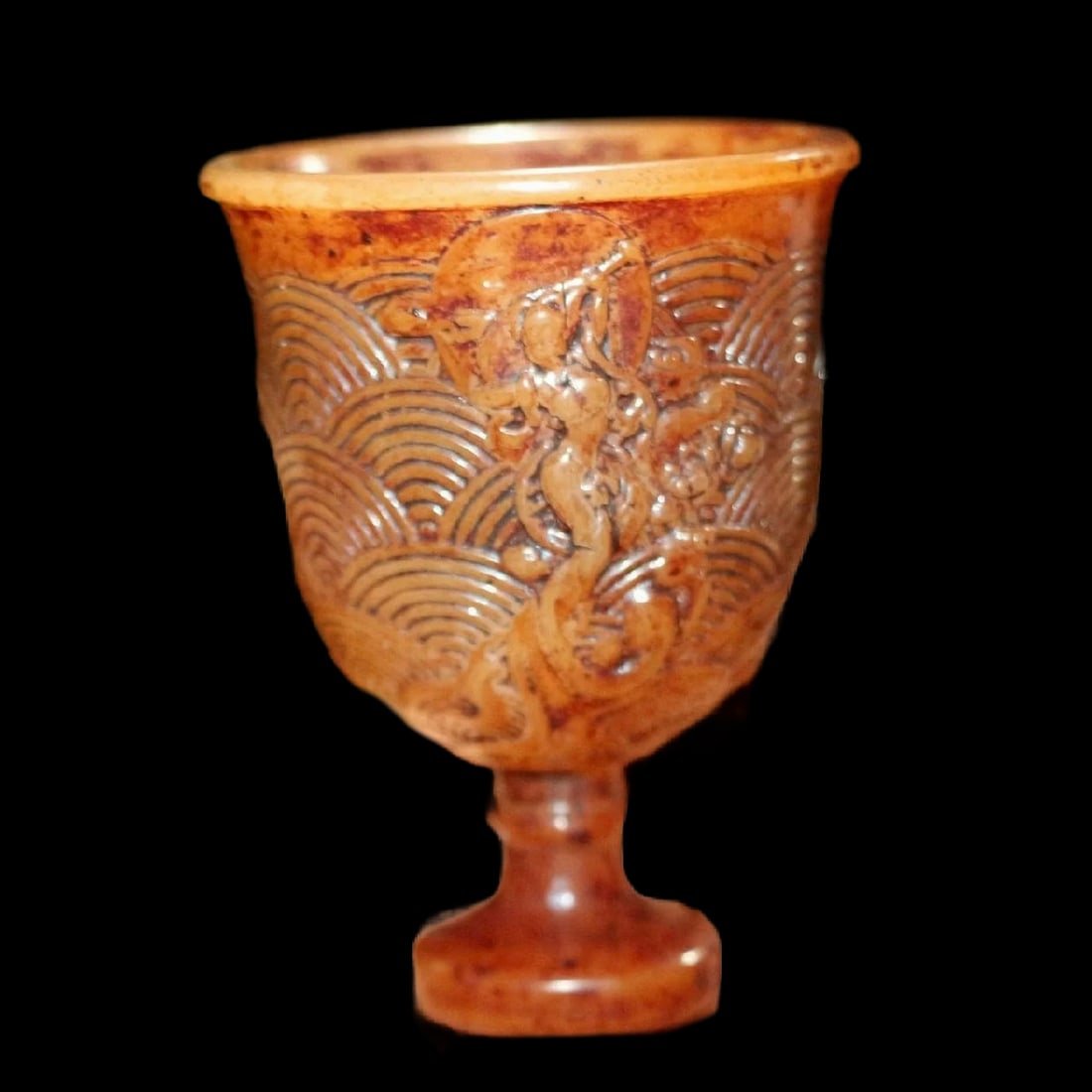 Chinese Collectible Goblet Cup Carved Red Jadeite (1 of 4)