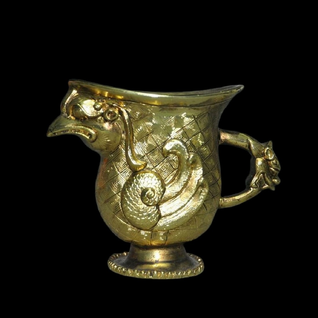 Gilt Vintage-Style Bronze Phoenix Motif Goblet Cup (1 of 7)