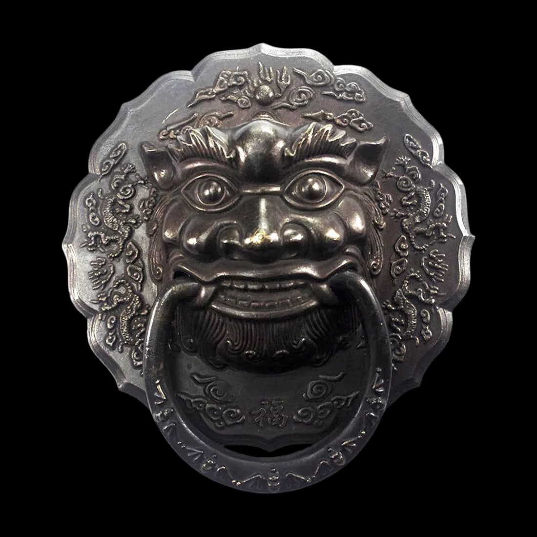 Black Bronze Lion Design Ornament Door Knocker (1 of 8)