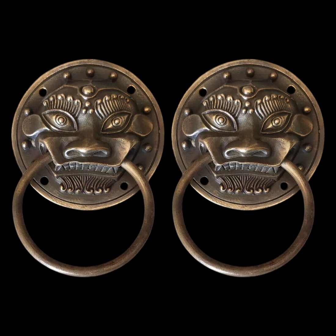 Retro-Style Copper Beast Head Motif Door Ring Pair (1 of 8)