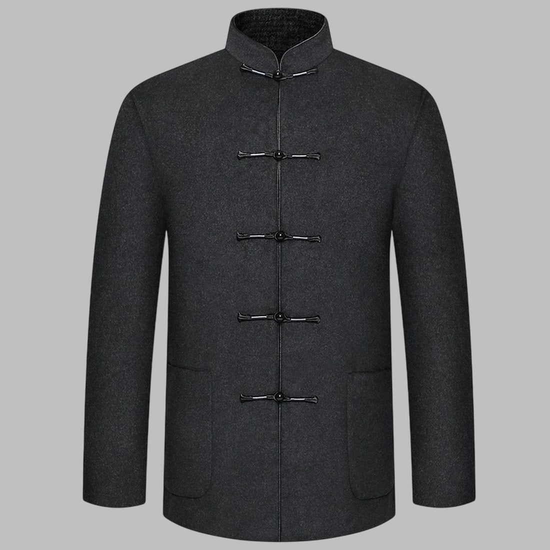 Chinese Traditional Wool Gray Zhongshan Suit Top (1 of 8)