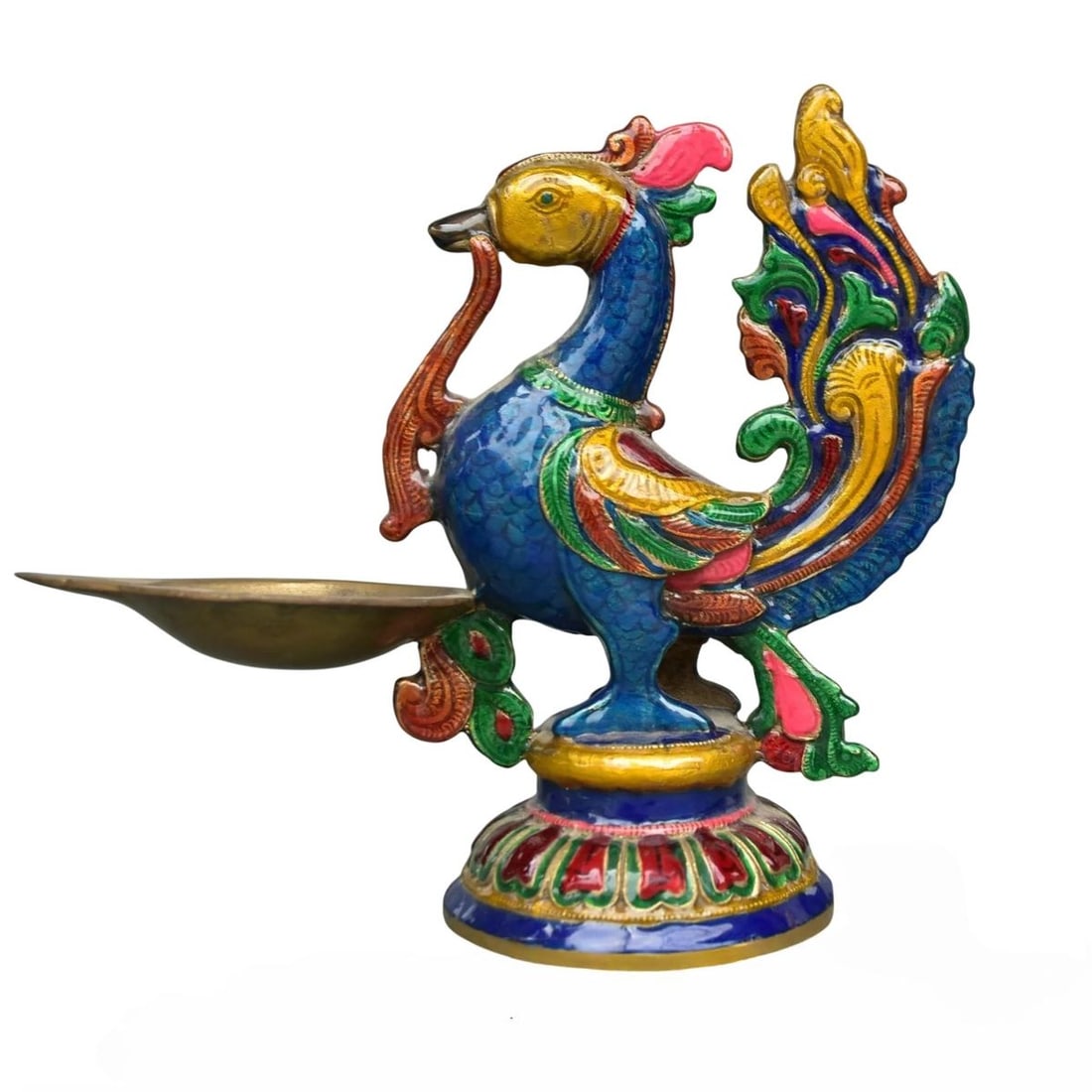 Copper Cloisonne Multicolored Bird Candle Holder (1 of 7)