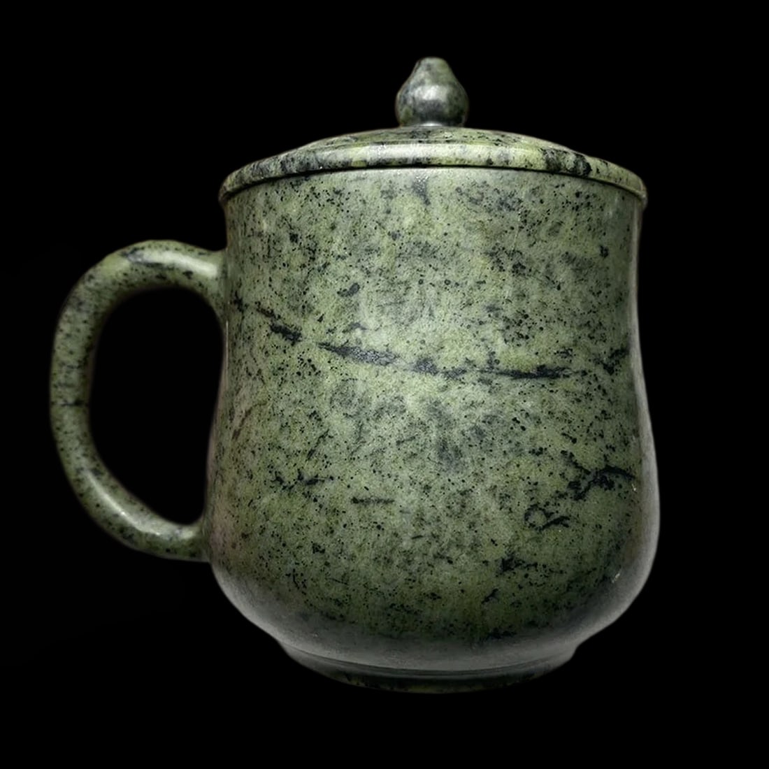 Vintage-Style Dark Green Jade Hand-Carved Mug (1 of 6)