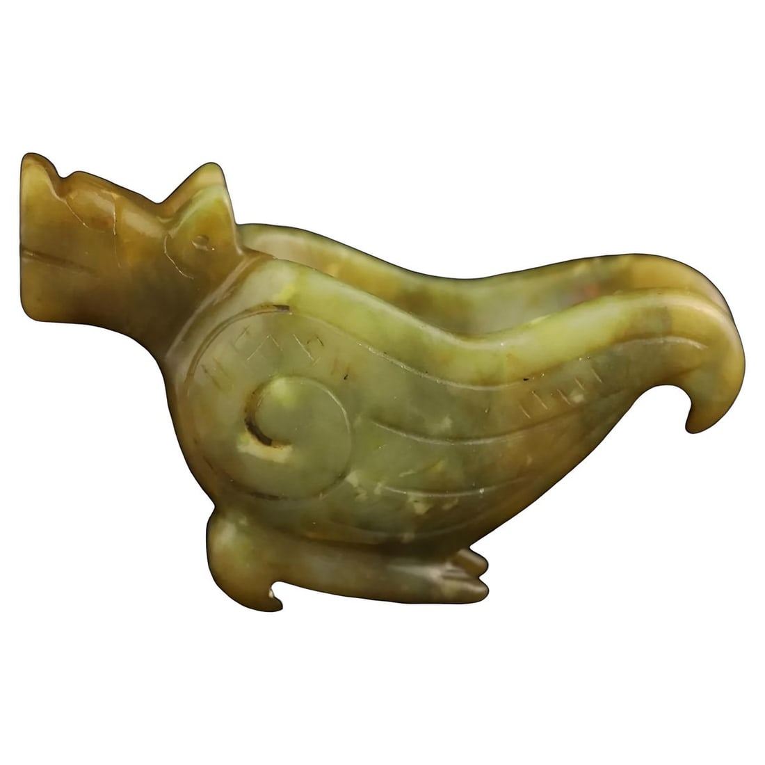 Retro Green Jade Handmade Chinese Loong Design Cup: Size: Height 4.4 cm - Length 9.1 cm - Width 3.4 cm. Materials: Jade. Condition: Looks like vintage. This retro-inspired green jade cup features a stunning hand-carved Chinese Loong (dragon) design, sh