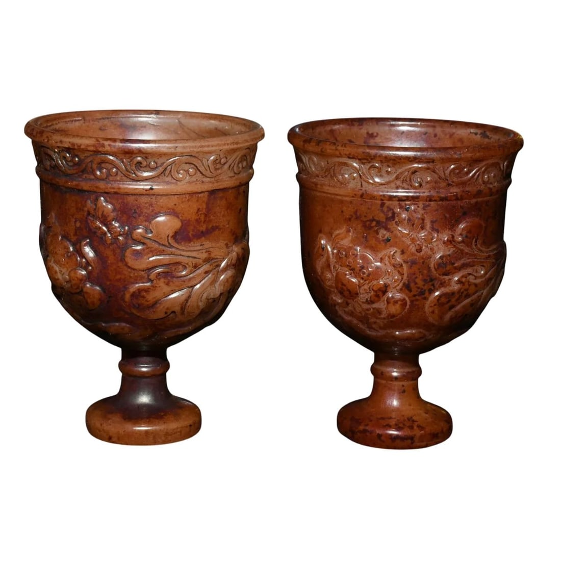 Vintage-Inspired Brown Jade Ornament Cups Pair (1 of 5)