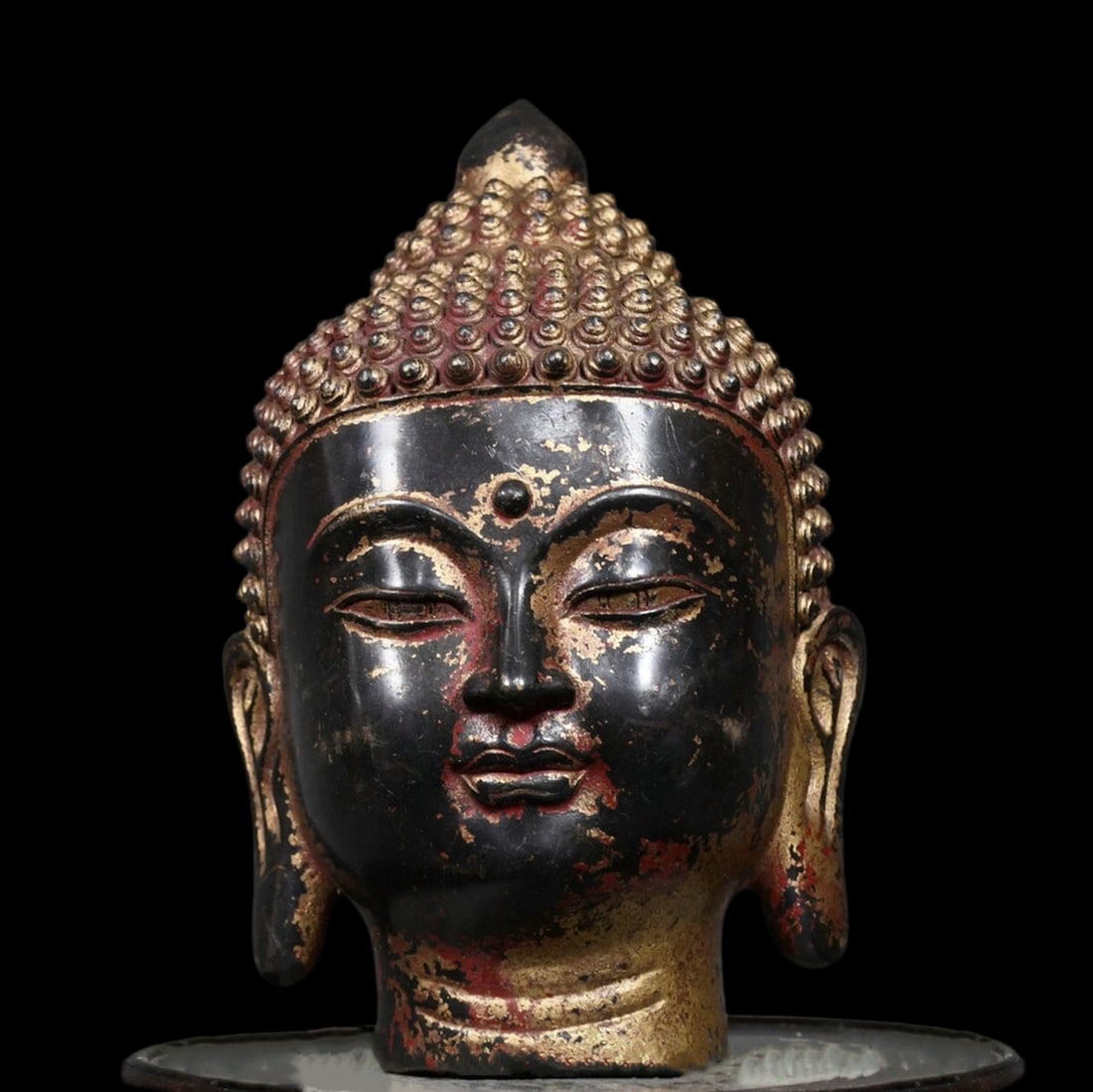 Asian Old Style Bronze Shakyamuni Sculpture Bust: Size: Height 23.9 cm - Length 14 cm - Width 14 cm. Weight 4.2 kg. Materials: Bronze. Condition: Appears to have a classic aesthetic. This massive and heavy bronze bust depicts the head of Buddha Shaky