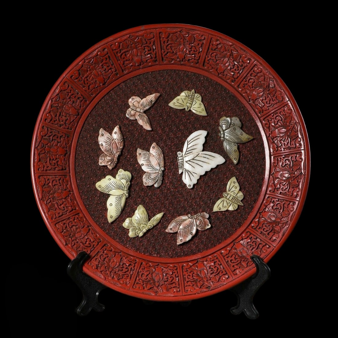 Burgundy Relief Butterflies Jade Design Plate (1 of 9)