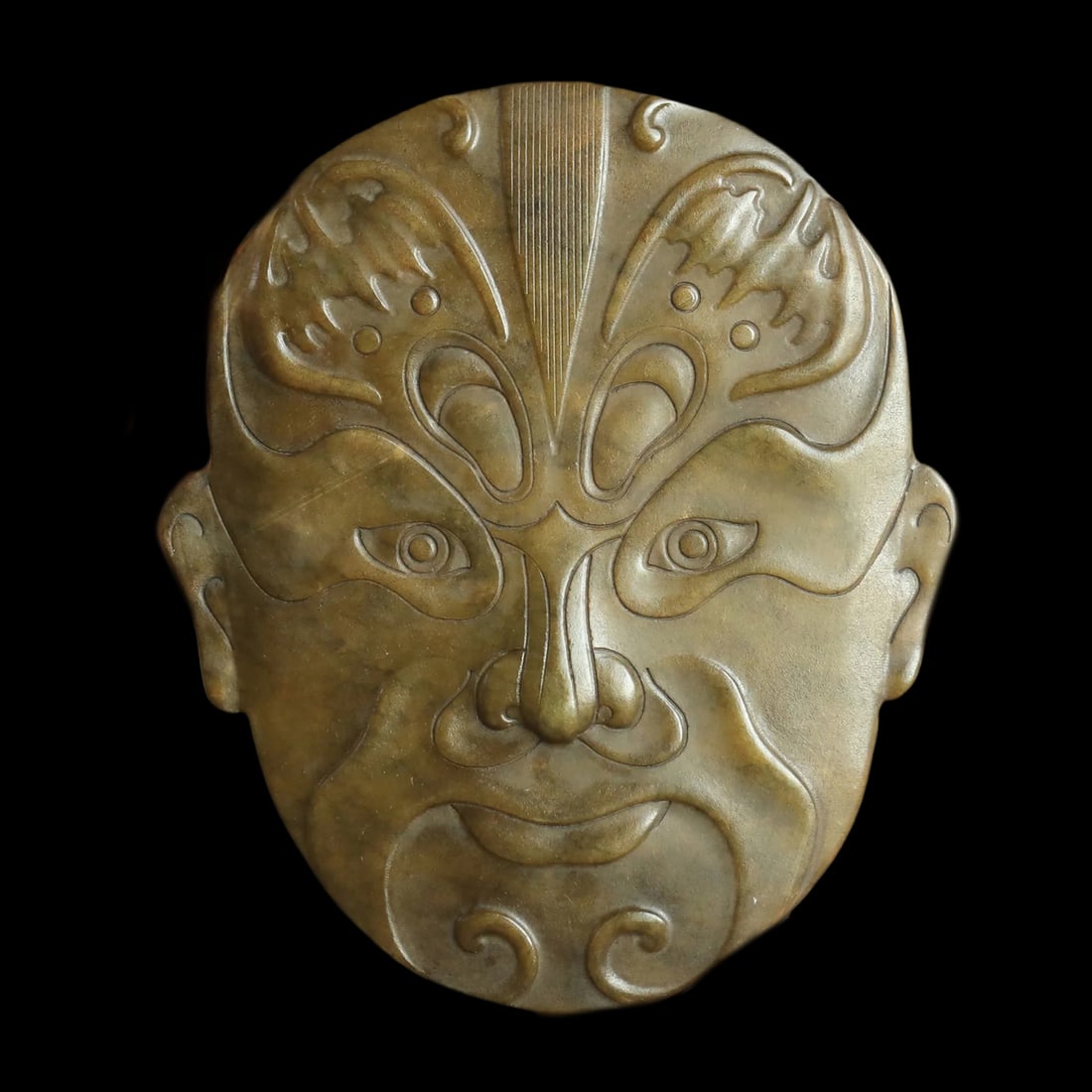 Retro Jade Carved Symmetrical Collectible Face Mask (1 of 3)
