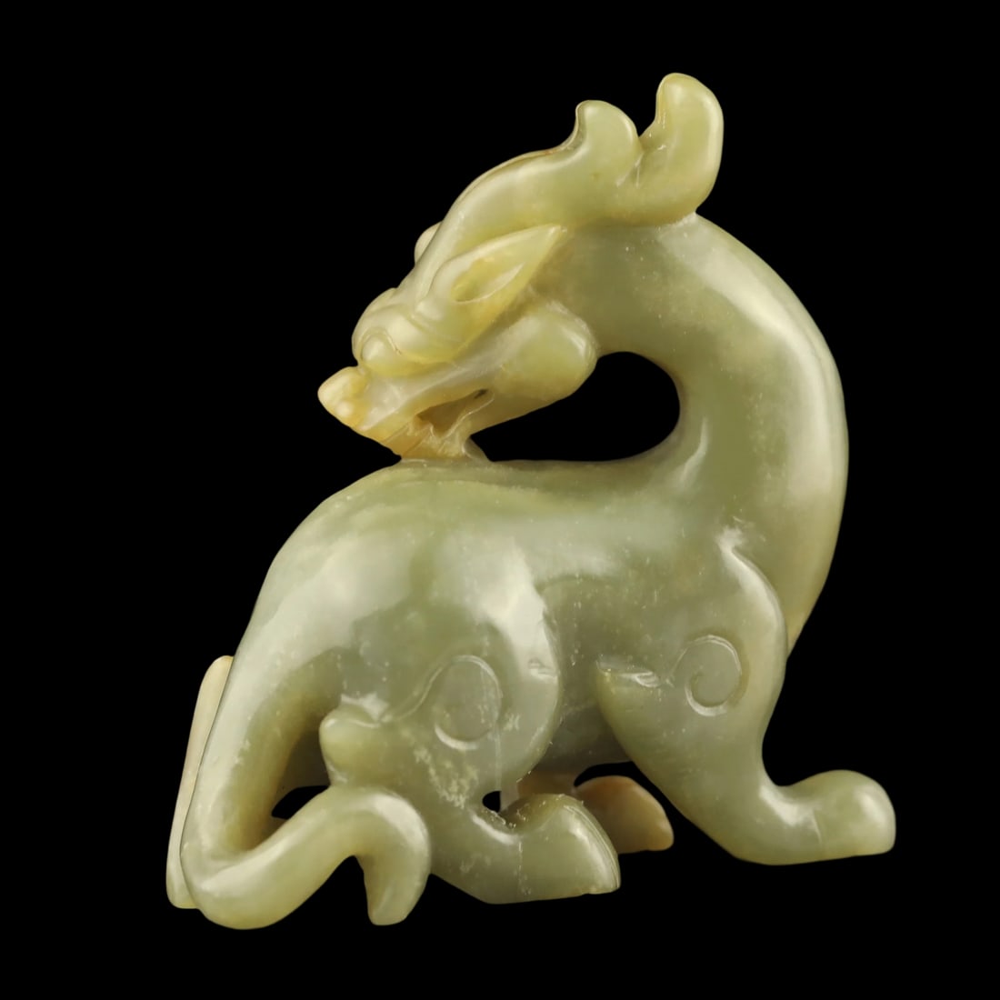 Green Jade Handmade Chinese Loong Motif Sculpture (1 of 4)