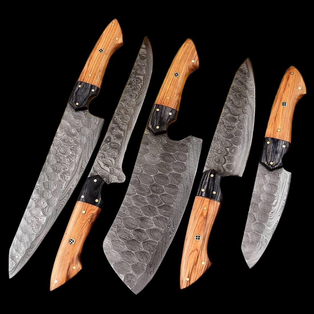 Chef Knife Handmade Set Damascus Steel Wood Handle (1 of 5)