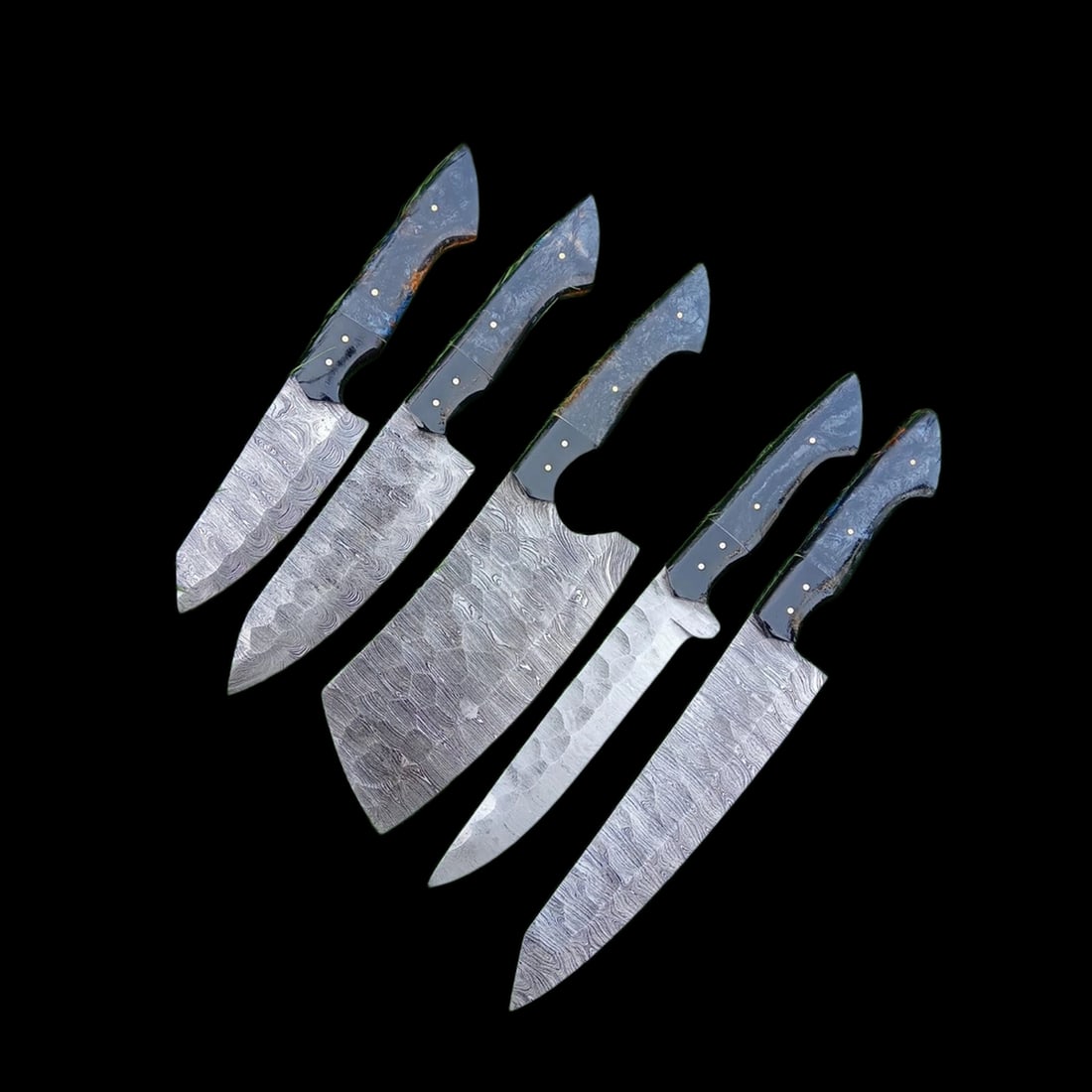 Handmade Black Resin Handle Kitchen Set 5 Knives (1 of 4)