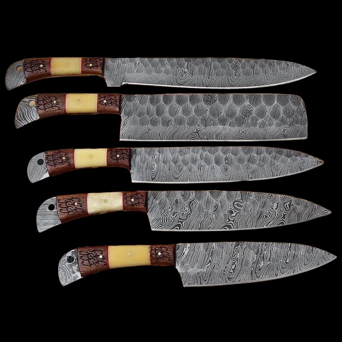 Handmade Set Carbon Steel Blade Kitchen Knives (1 of 4)