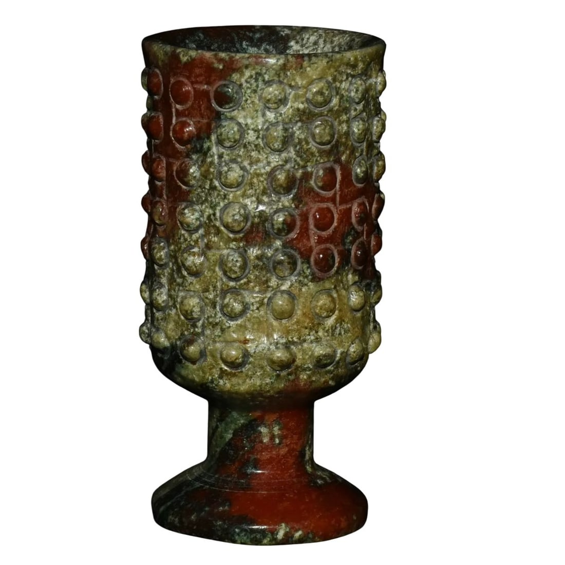 Vintage-Style Chinese Green Red Jade Handmade Cup (1 of 5)