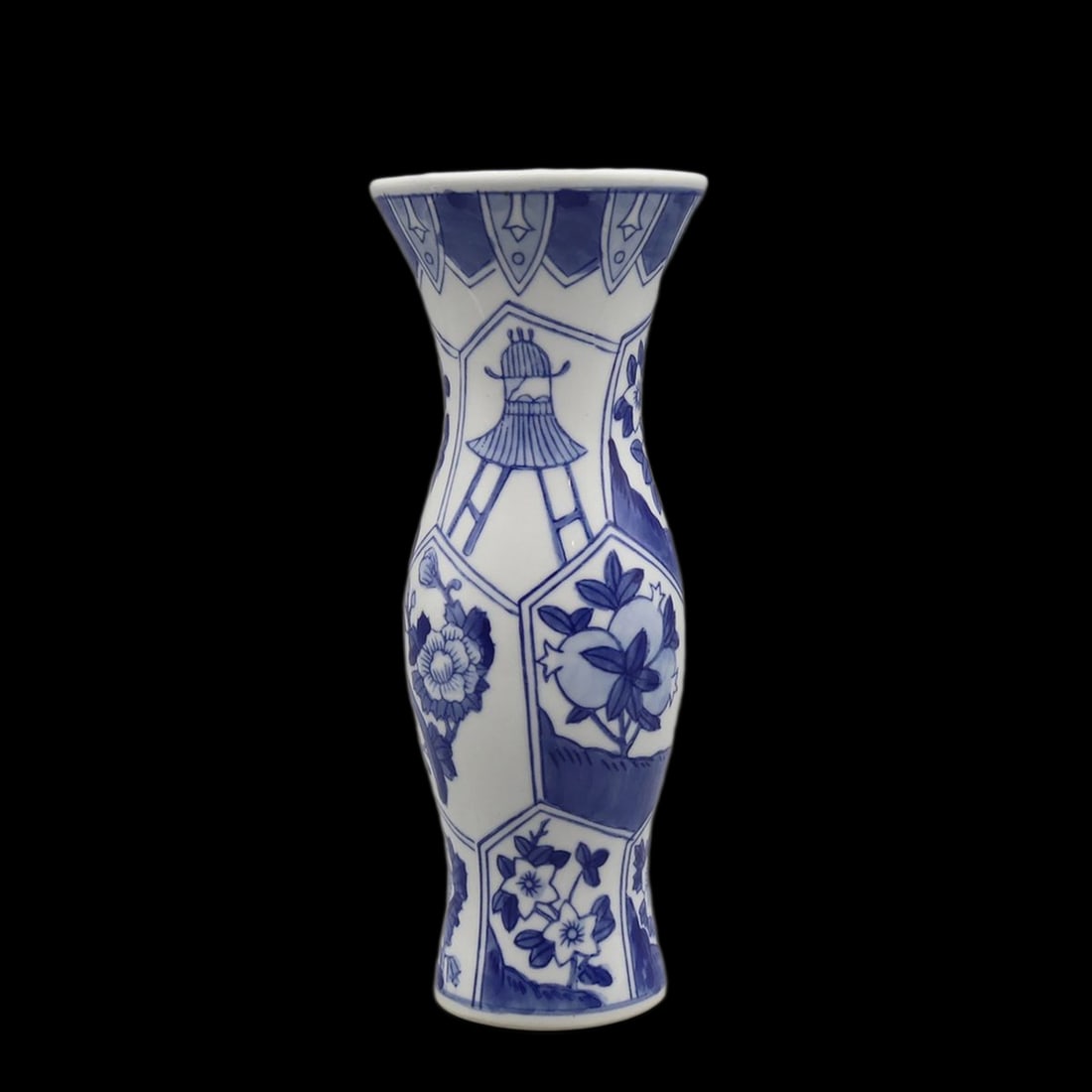 Blue White Ceramic Candle Holder Hexagonal Motifs (1 of 5)