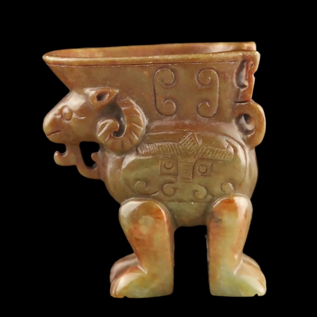 Traditional Chinese Carved Green Jadeite Cup Bowl (1 of 6)