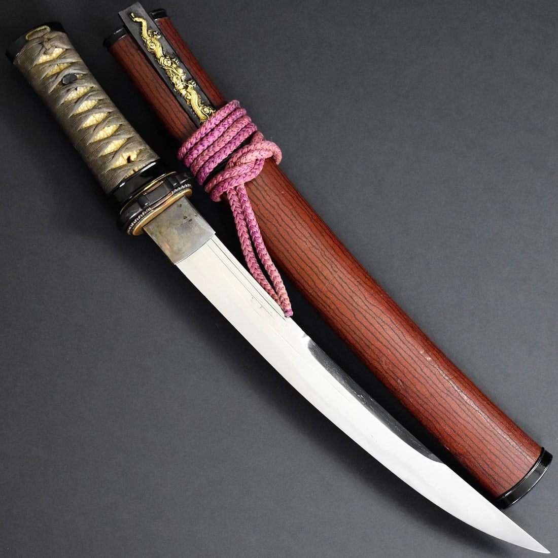 Handmade Tamahagane Steel Kanmuri Otoshi Zukuri Hamon Tanto Scabbard (1 of 14)
