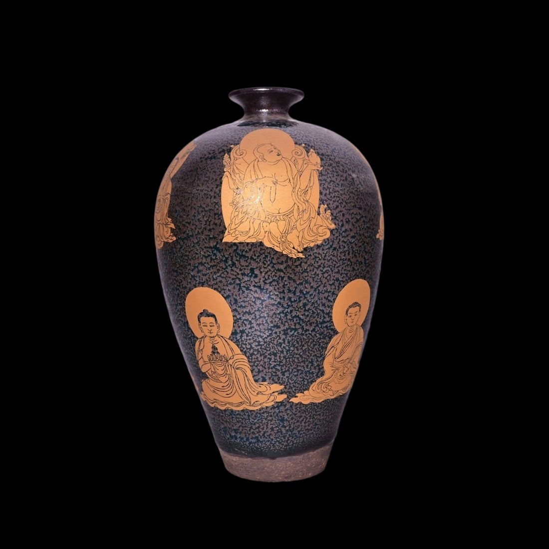 Antique Style Porcelain Arhat Buddha Pattern Bottle Vase: Size: Height 29.5 cm - Length 17.3 cm - Width 17.3 cm. Weight 1.8 kg. Materials: Jian kiln porcelain Condition: Resembles a retro aesthetic This bottle vase features a classic Arhat Buddha pattern, me