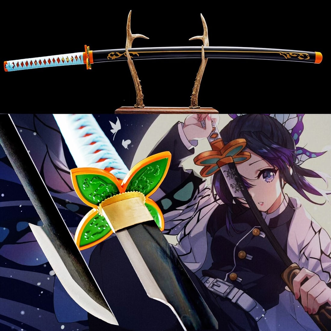 Hand Forged Kochou Shinobu Demon Slayer Katana, 1060 Steel Sharp Japanese Samurai Sword (1 of 9)