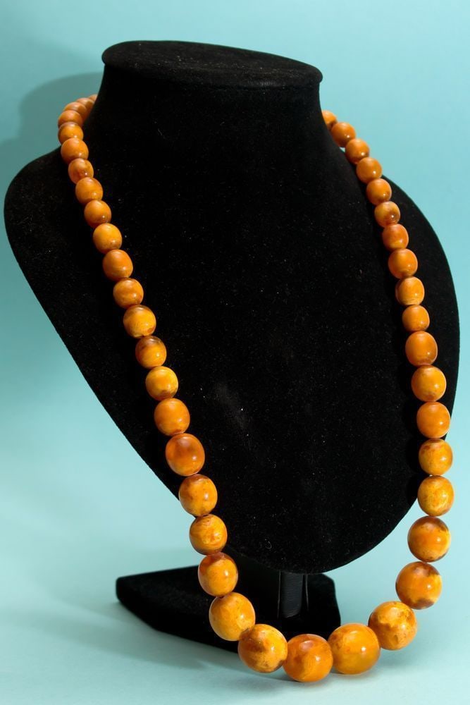 Beads Necklace Vintage Butterscotch Egg Yolk Yellow Baltic Amber (1 of 9)