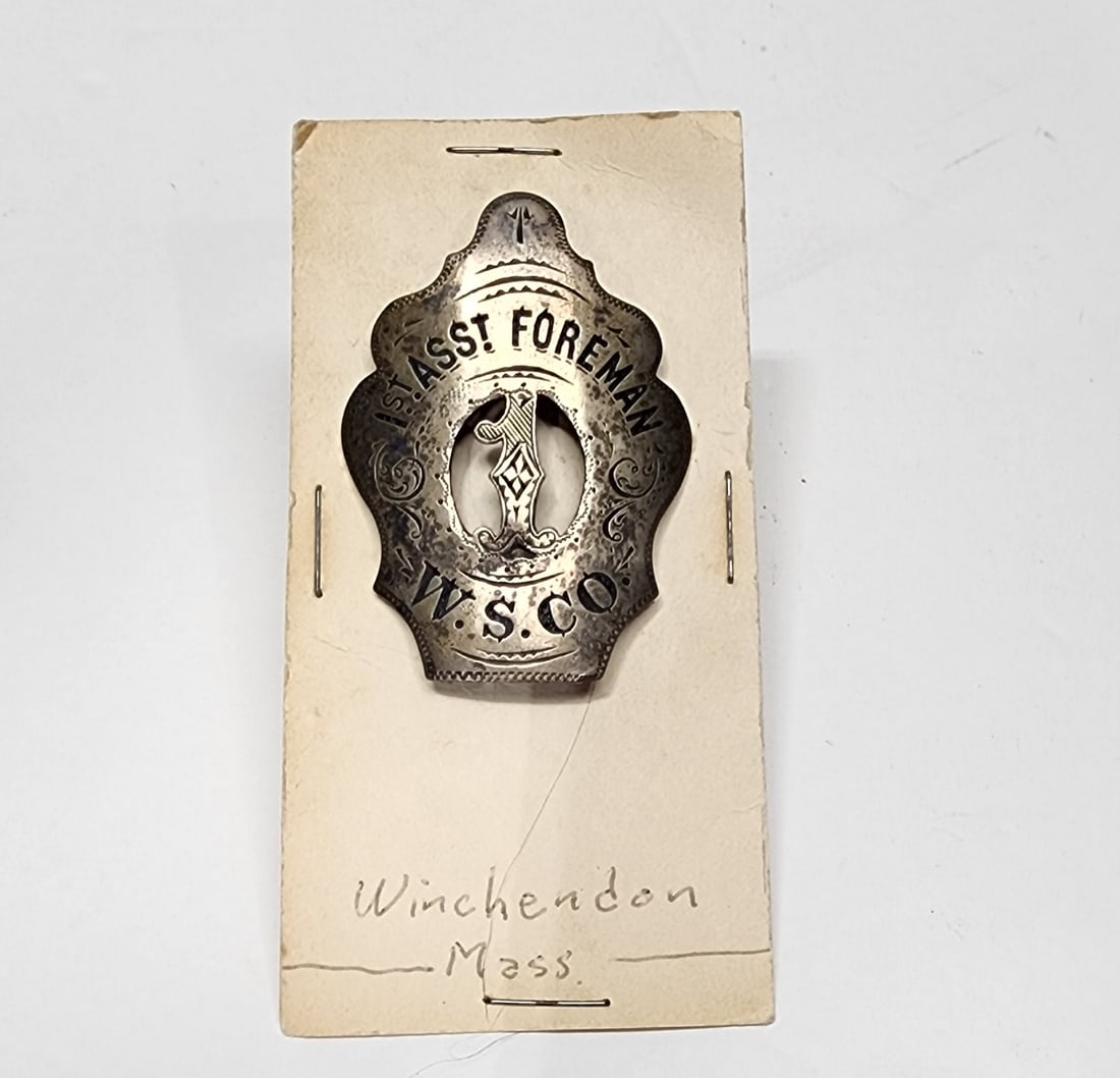 Early Engraved Fire Department Badge Winchendon MA (1 of 3)