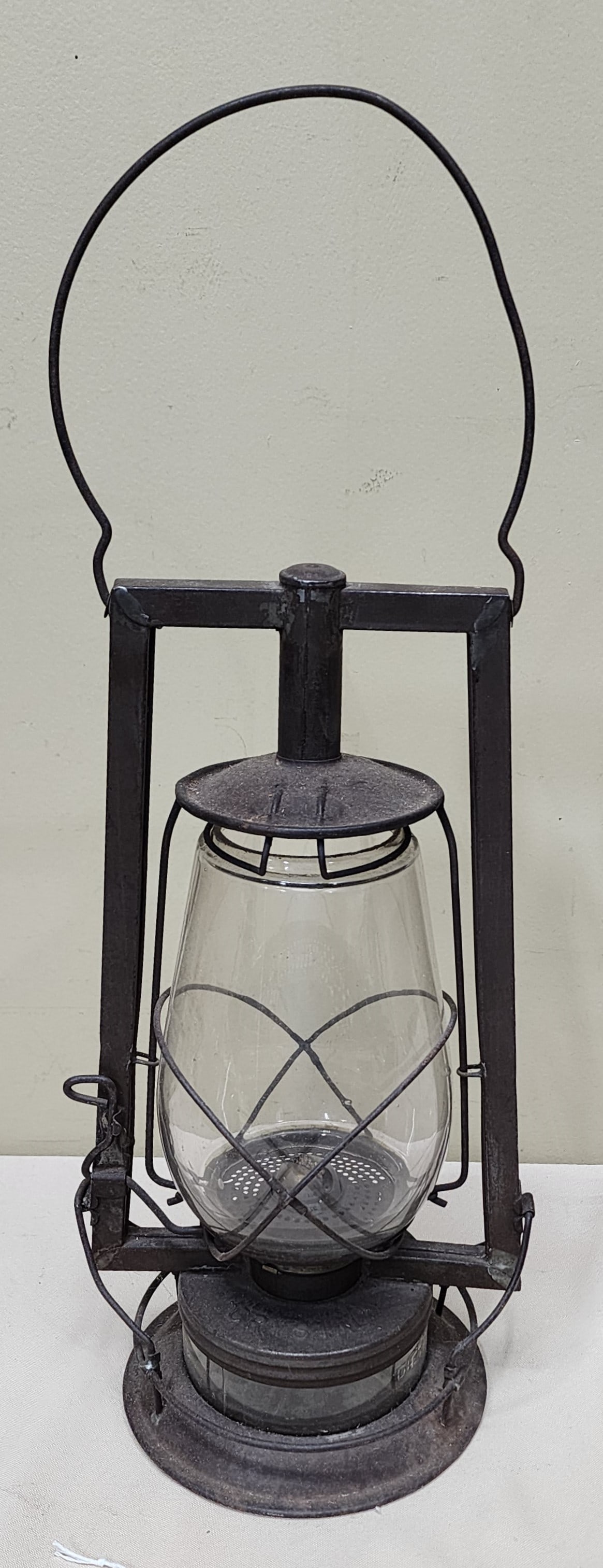 Original Dietz Crystal Lantern: All original condition Dietz Crystal kerosene lantern. The lantern has the original glass fount which is free of cracks or damage. It is missing the original cap, but there is an old cork replacement 