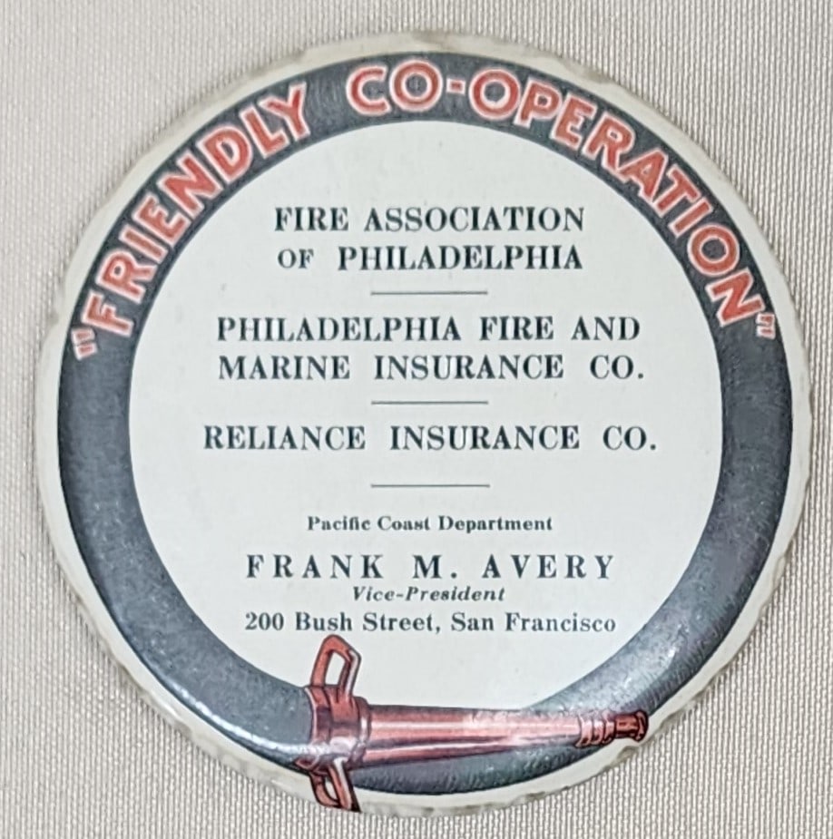 Early Advertising Pocket Mirror Fire Association of Philadelphia (1 of 3)