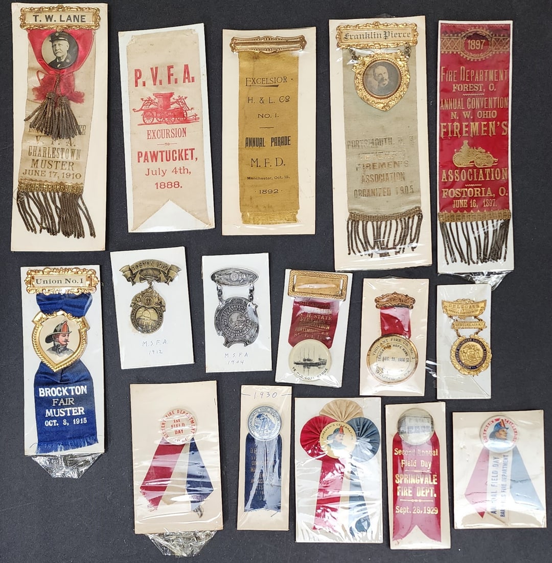 Lot of Fire Department Ribbons and Badges (1 of 4)
