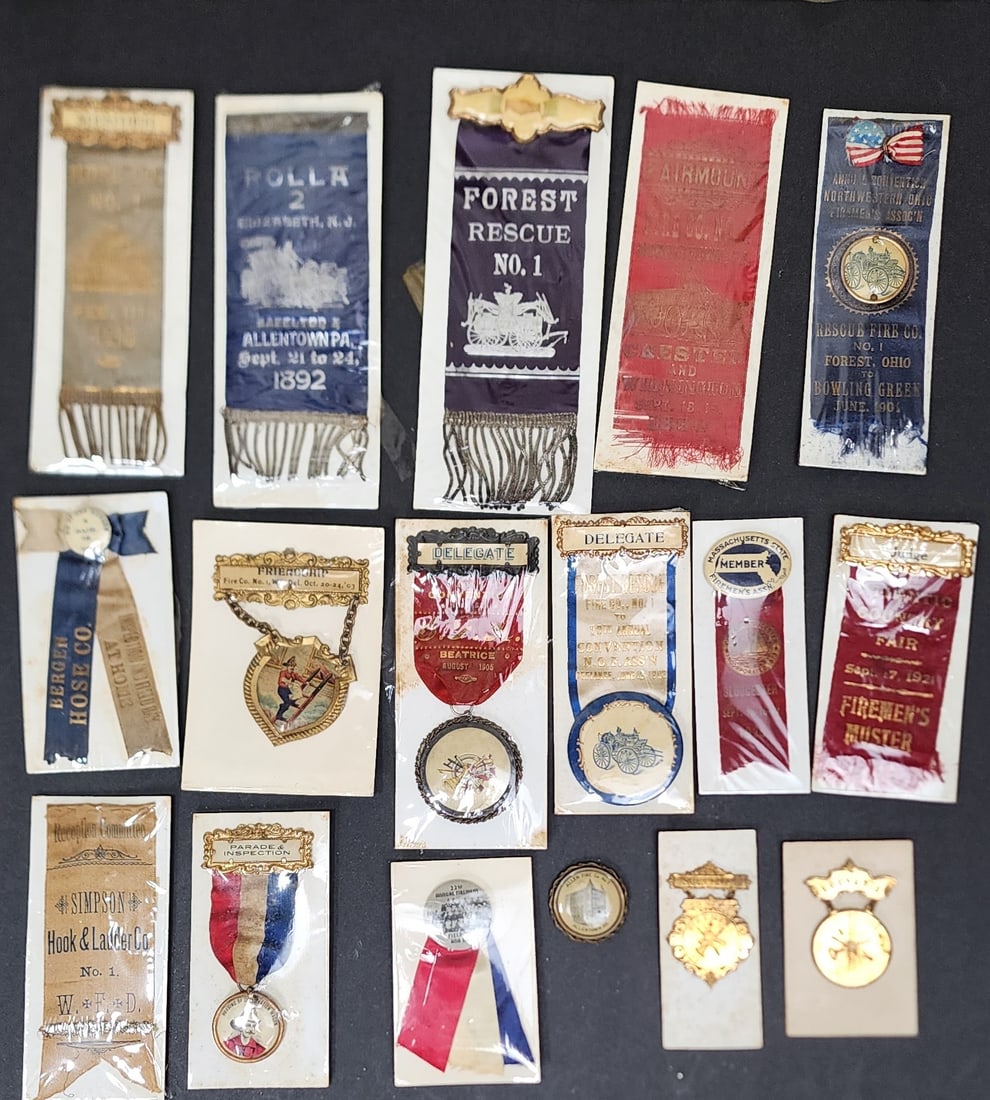 Lot of Fire Department Ribbons and Badges (1 of 4)