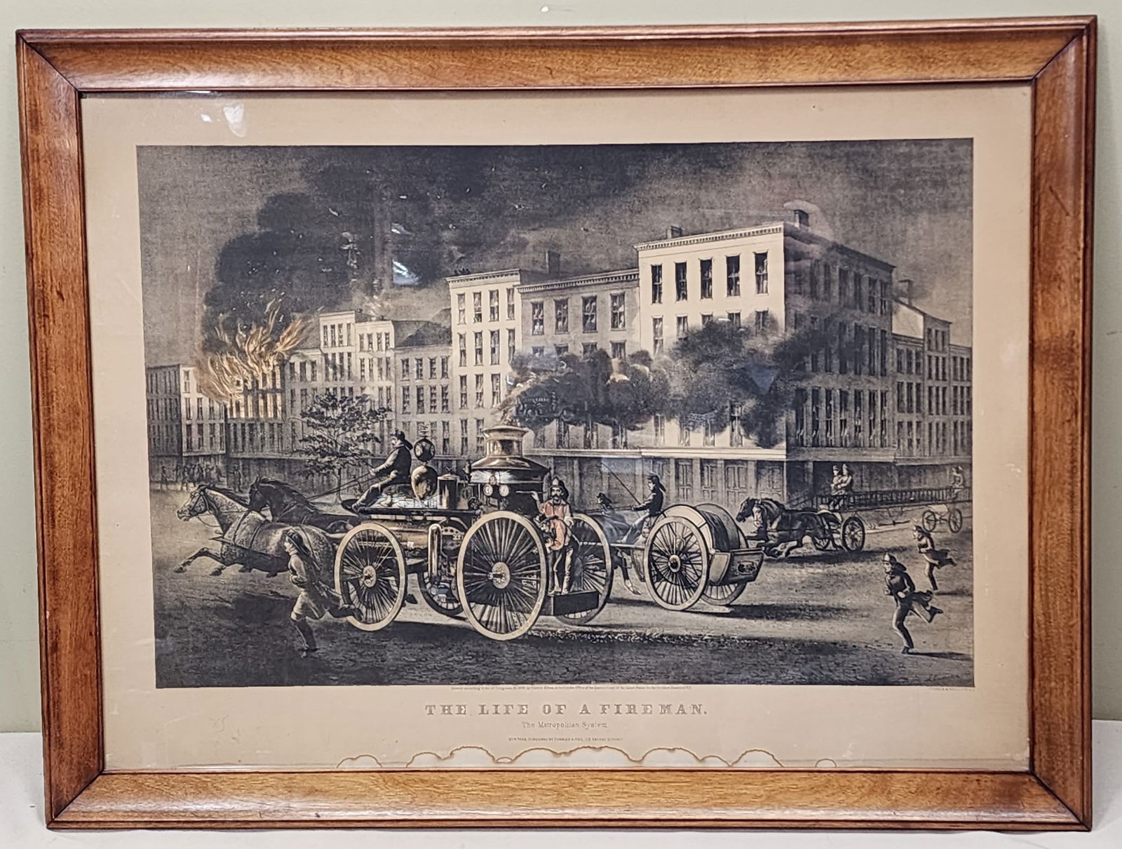 Large Folio Life of A Fireman Currier and Ives Lithograph (1 of 5)