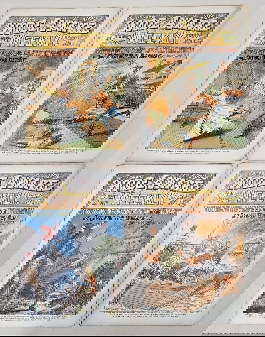 Lot of 4 Wide Awake Weekly Firefighting Pulp Comic Books (1 of 6)