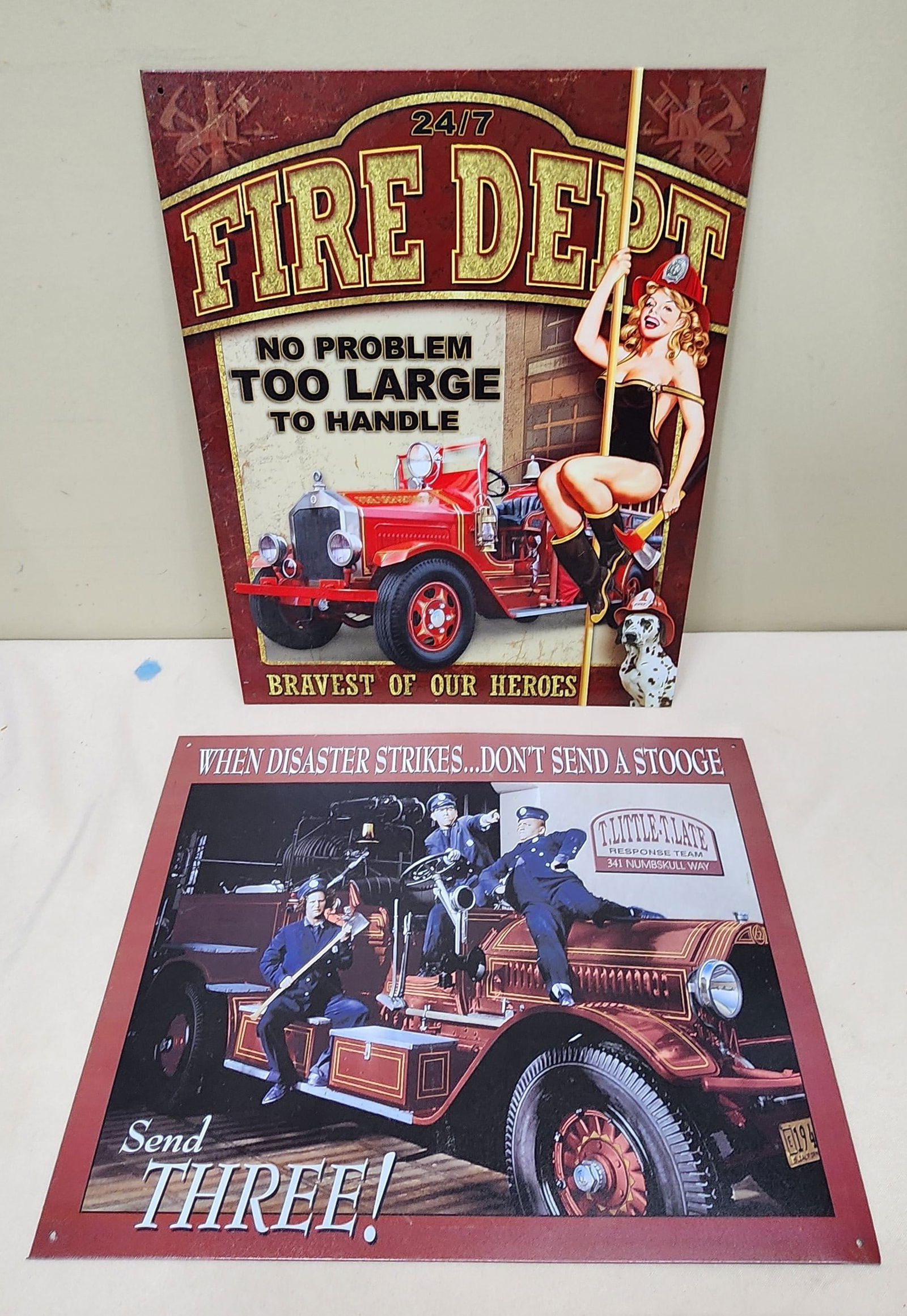 2 Tin Firefighter Signs (1 of 1)
