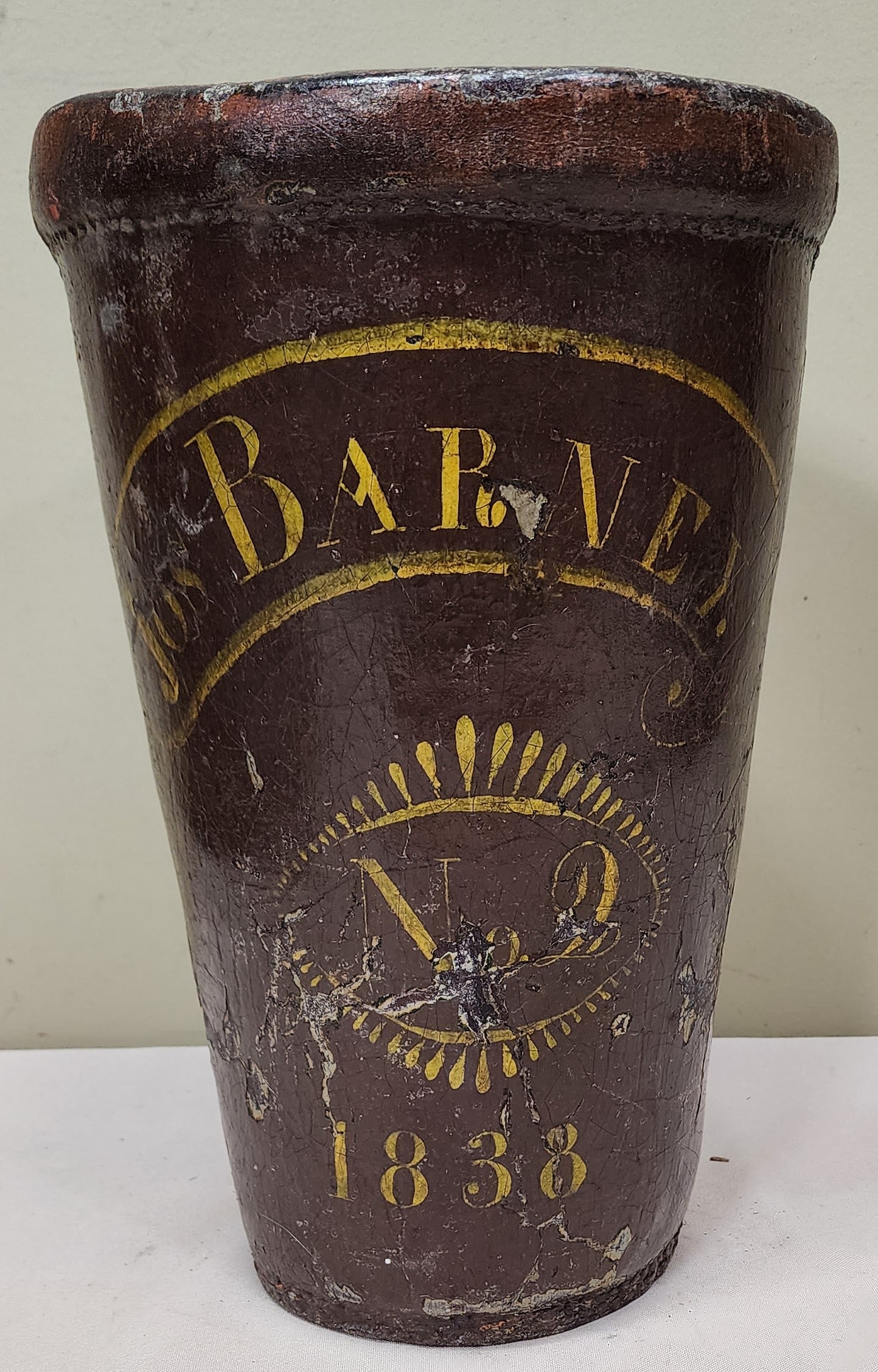 Painted Leather Fire Bucket Jos. Barney 1838 (1 of 5)