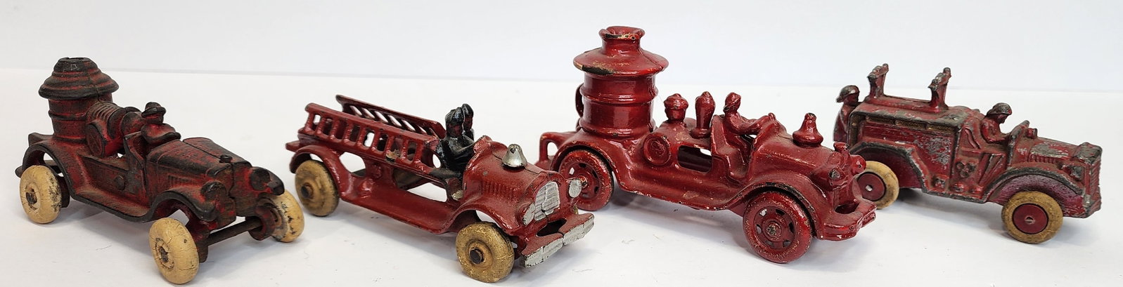 Lot of Fire Truck Toys: 2 cast iron 1 slush 5 in