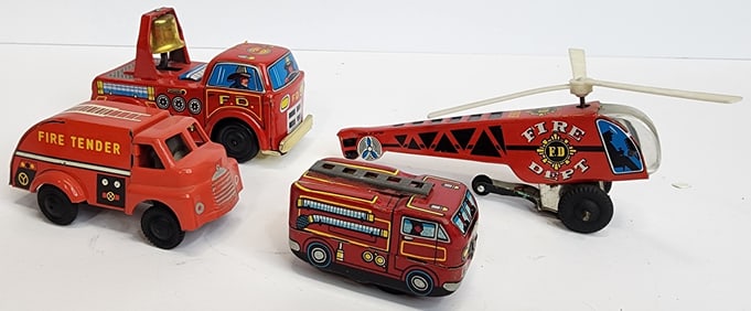 Tin Fire Truck Toy Lot