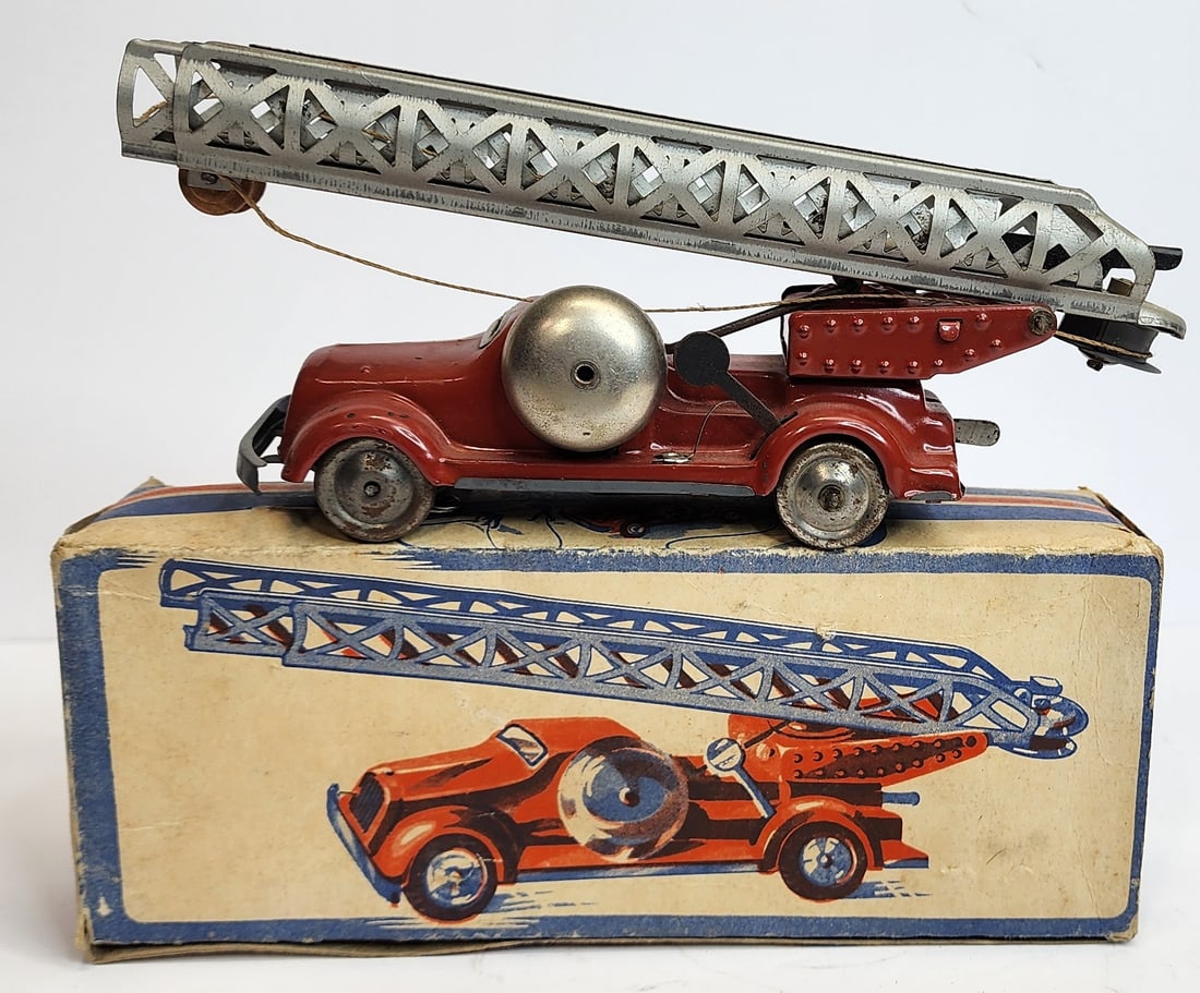 German Tin Fire Engine Toy with box (1 of 3)